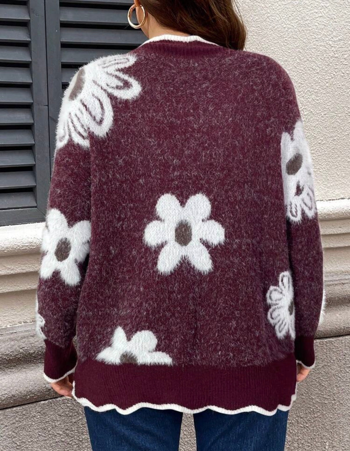 CURVE-Burgundy-White-Daisy-Warm-Jersey-back