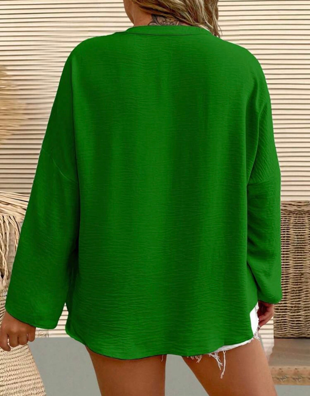 CURVE-Everyday-Emerald-Green-Relaxed-Fit-Blouse-back