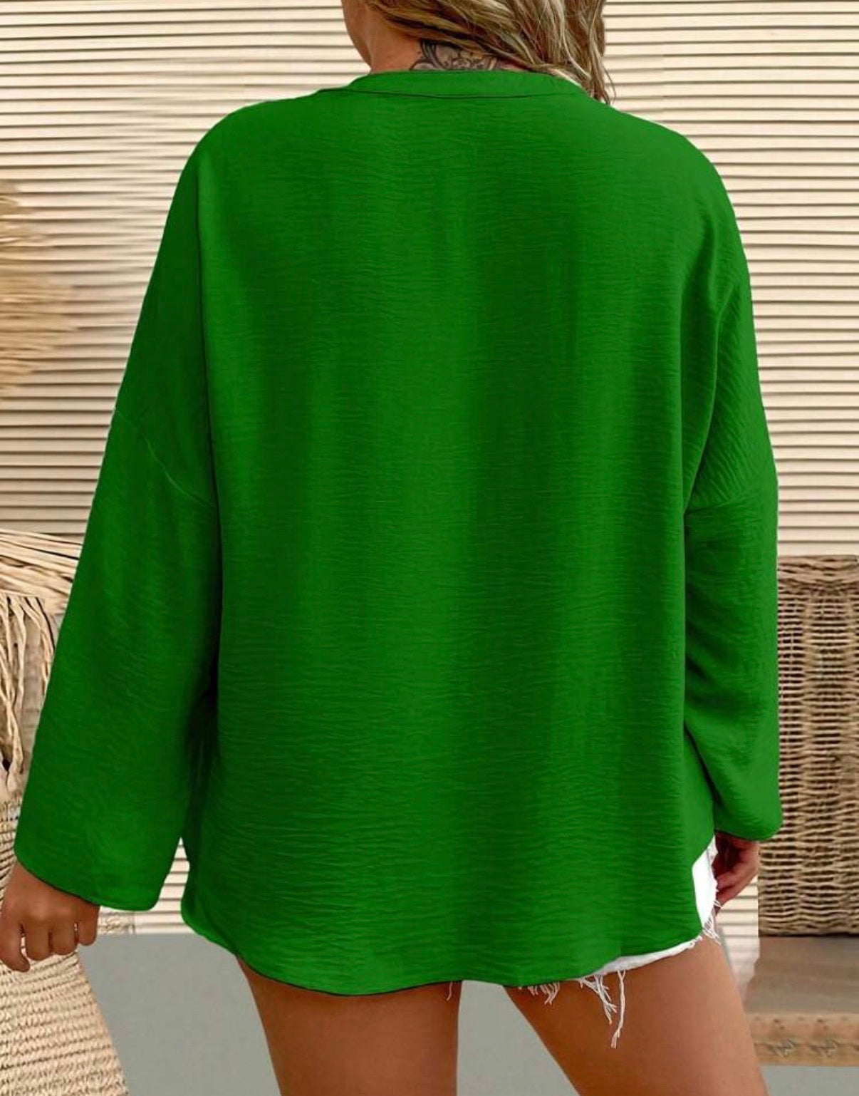 CURVE-Everyday-Emerald-Green-Relaxed-Fit-Blouse-back