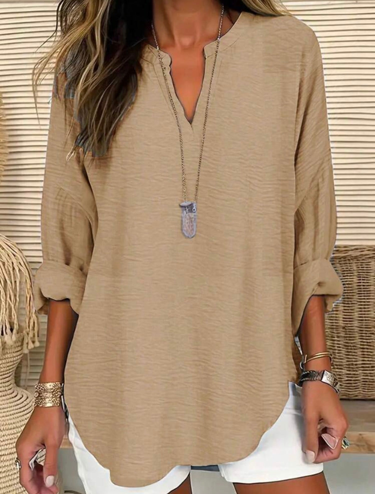 CURVE-Everyday-Khaki-Relaxed-Fit-Blouse-front
