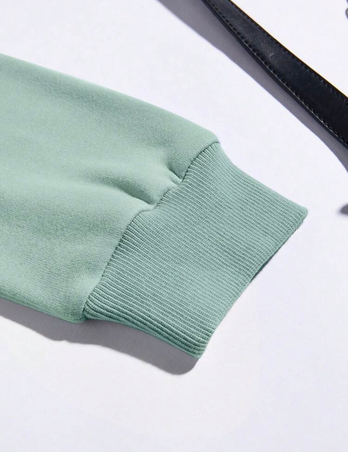 CURVE-Light-Green-Botanical-Floral-Hoodie-cuff-detail