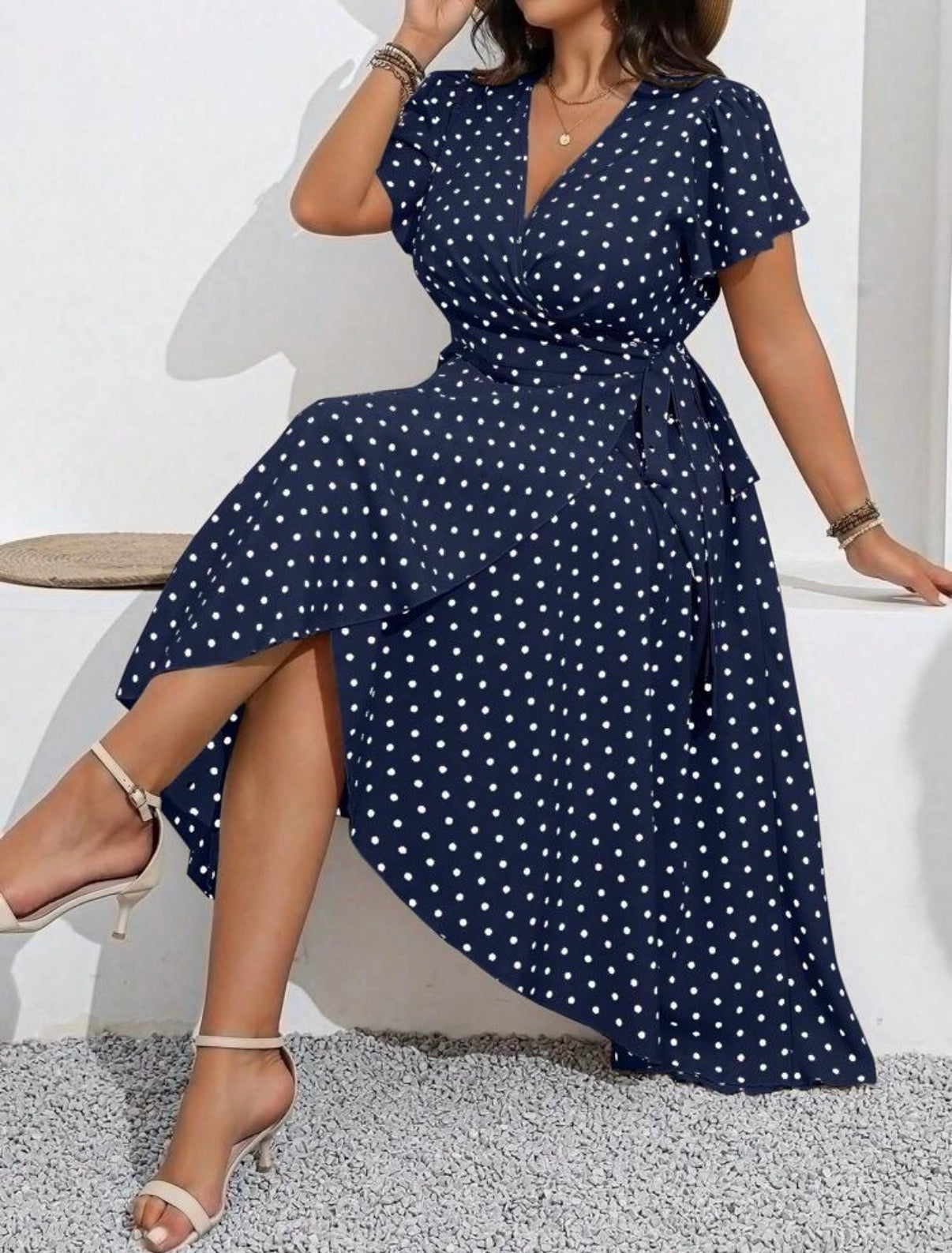 CURVE-Navy-Blue-Polka-Dot-Wrap-Dress-side