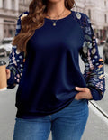 CURVE-Navy-Floral-Sleeve-Relaxed-Fit-Top-front