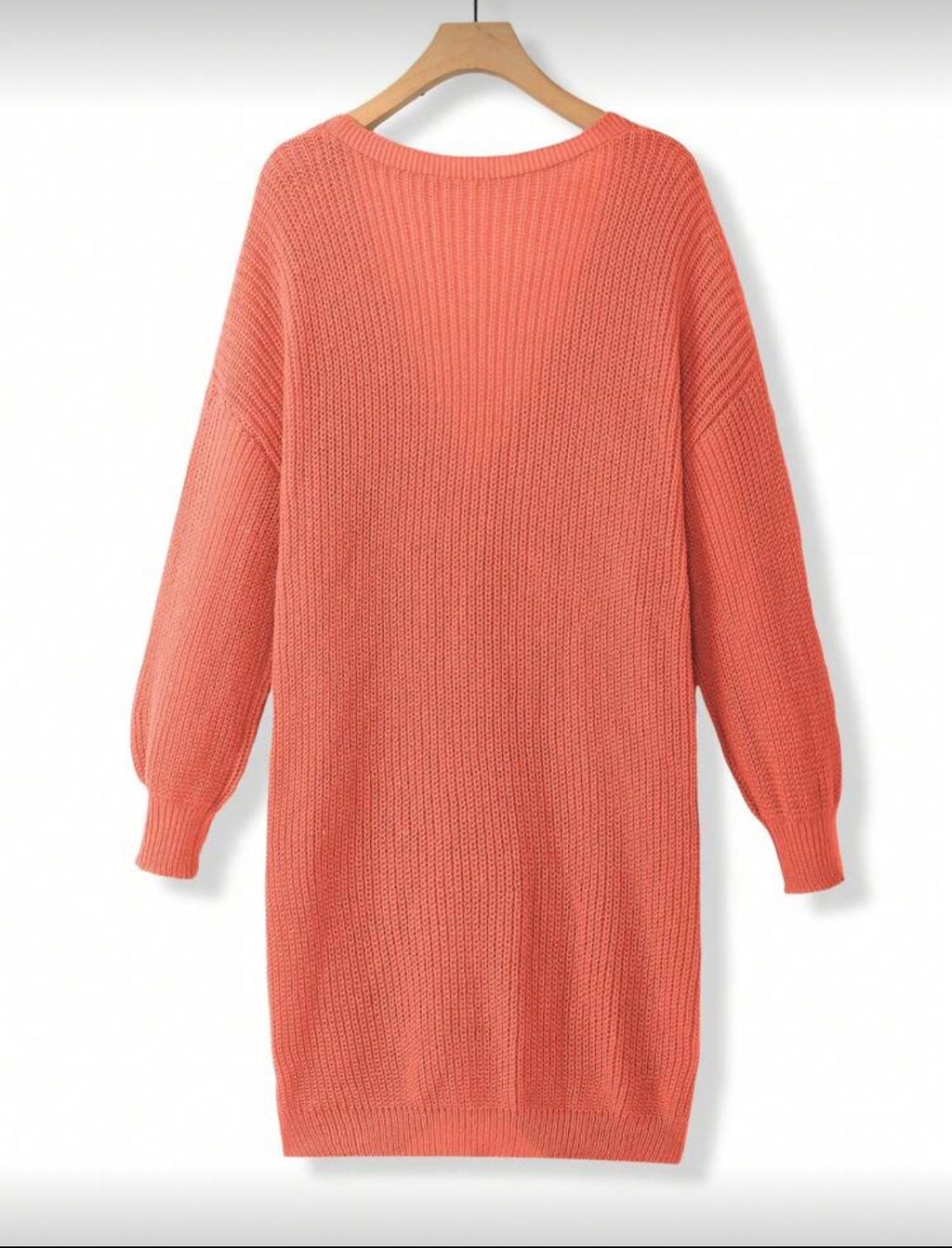 CURVE-Orange-Longer-length-Pocket-Cardigan-back