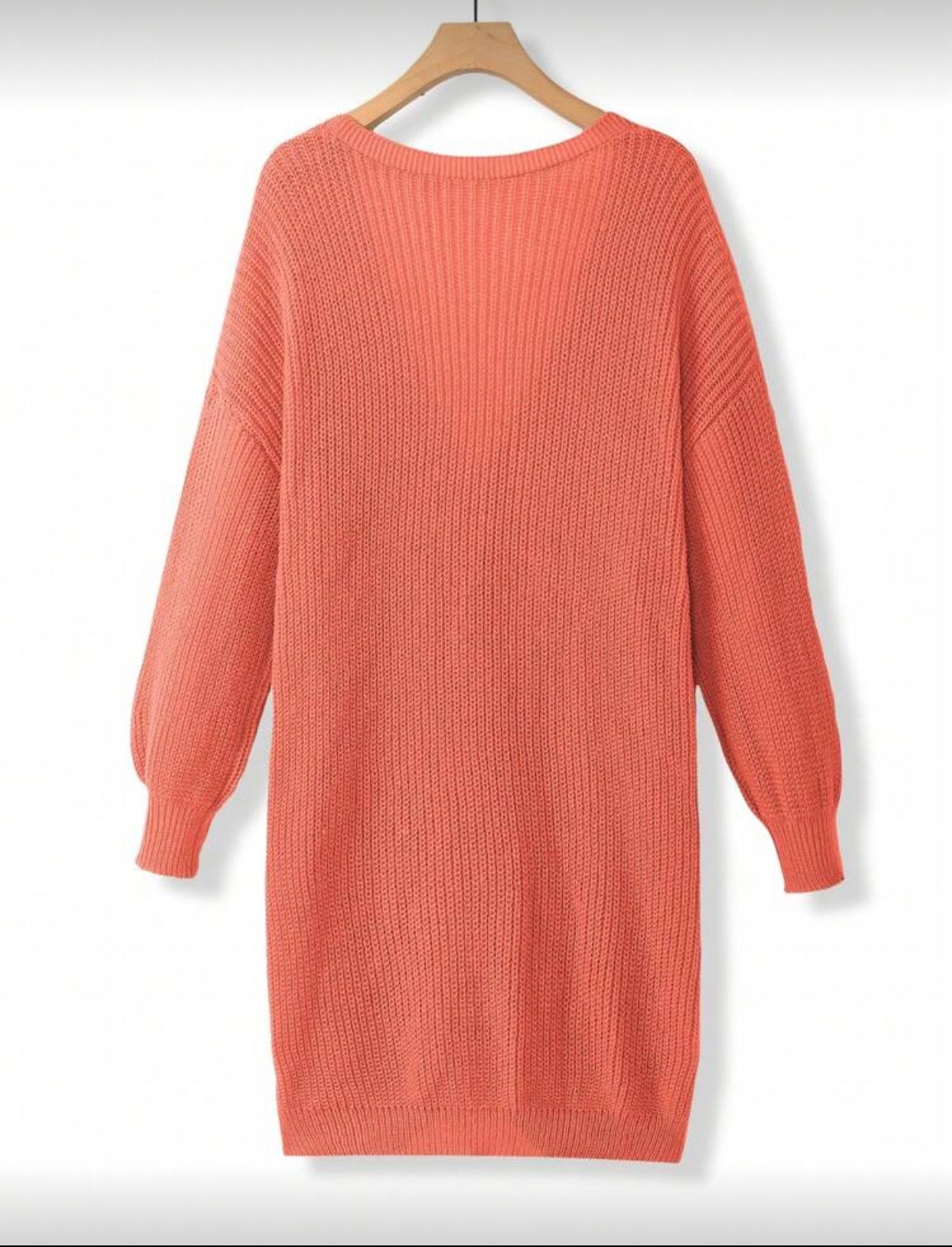 CURVE-Orange-Longer-length-Pocket-Cardigan-back