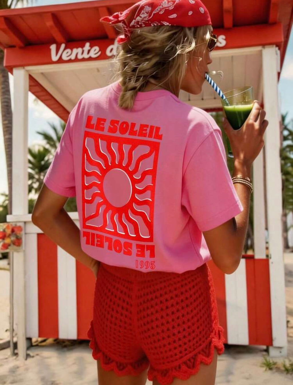 CURVE-Pink-Contrast-Red-Le-Soleil-Graphic-T-Shirt-back