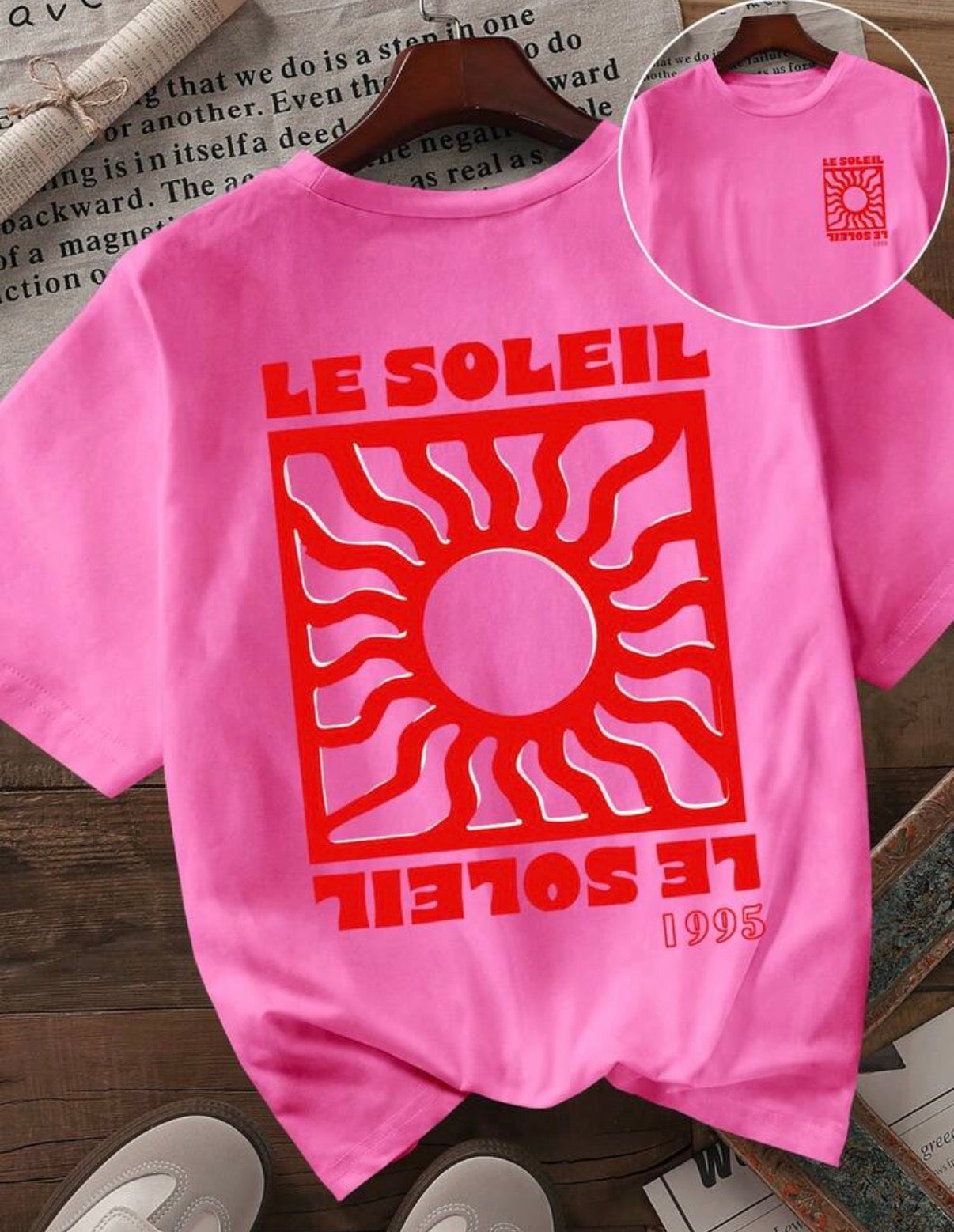 CURVE-Pink-Contrast-Red-Le-Soleil-Graphic-T-Shirt-front