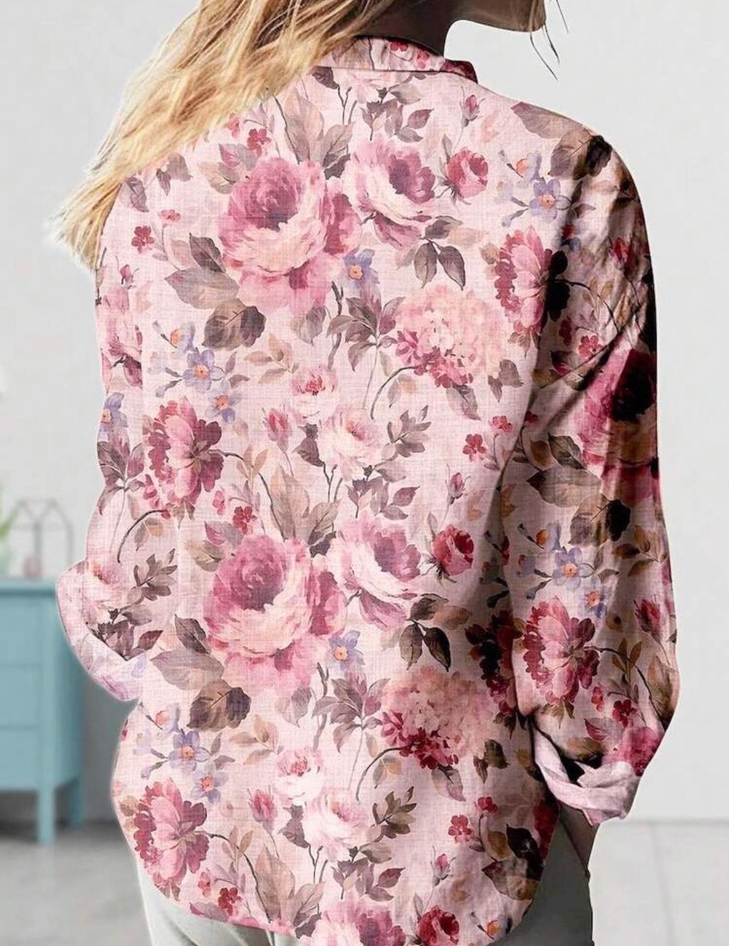 CURVE-Pink-Pastel-Floral-Button-Blouse-back