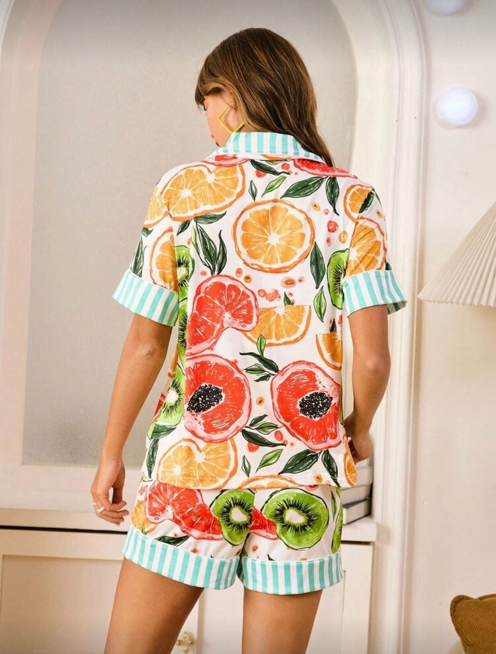 Citrus-Summer-Pajama-shorts-Set-back