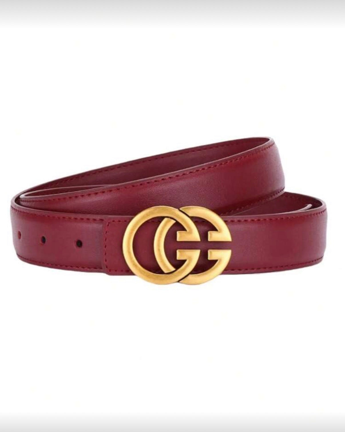 Claret-Double-G-Designer-Buckle-Belt-front