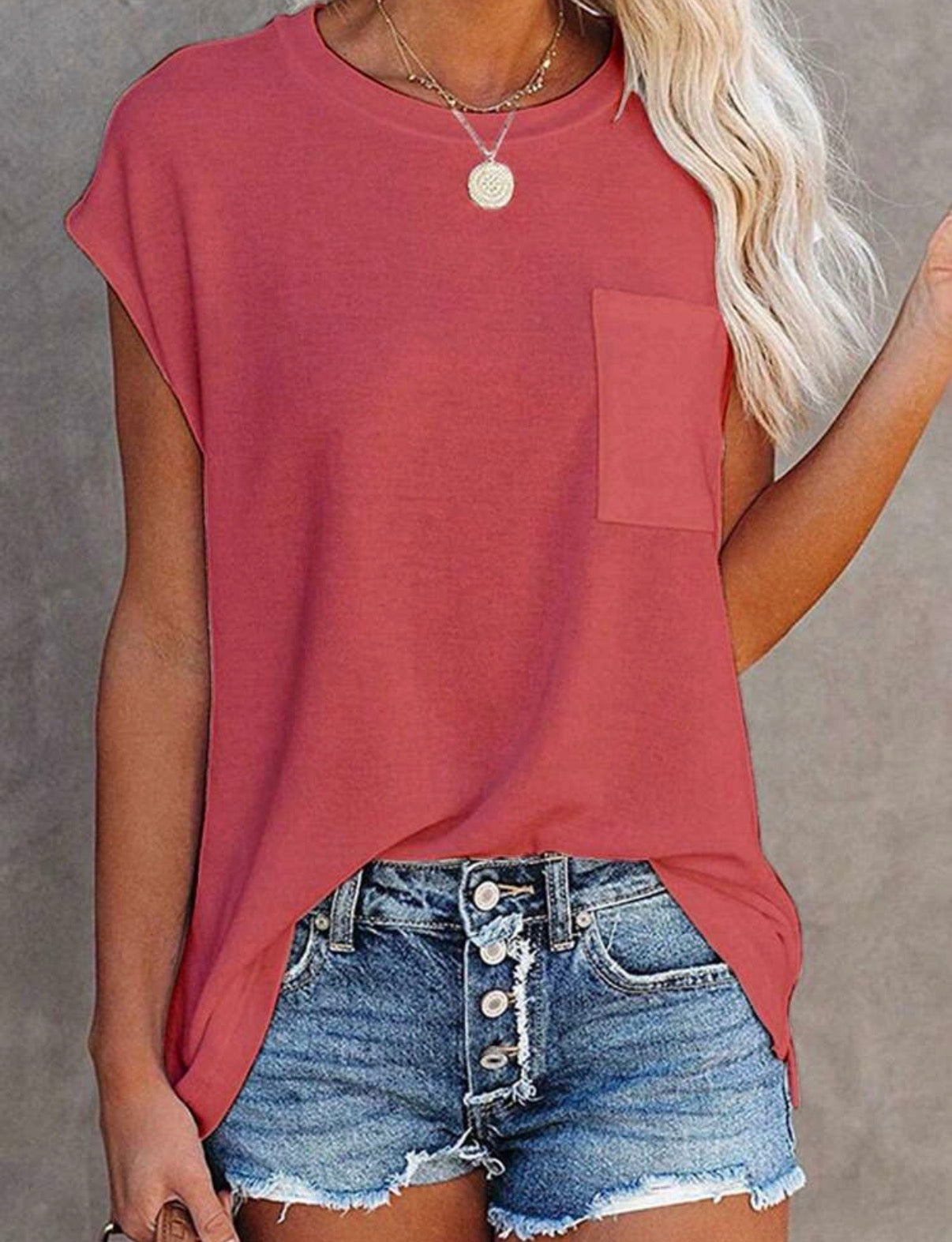 Classic-Rose-Pink-Pocket-T-Shirt-front
