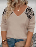 Curve-Beige-Leopard-Print-V-Neck-Top-front