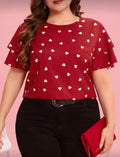 Curve-Butterfly-Sleeve-Heart-Print-Blouse-front