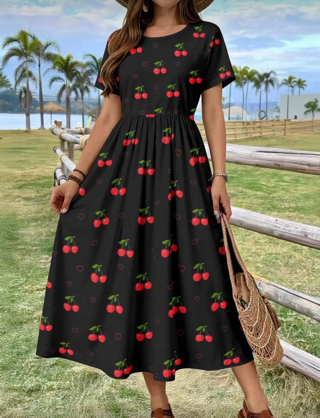 Curve-Cherry-Print-Tshirt-Feel-Dress-front