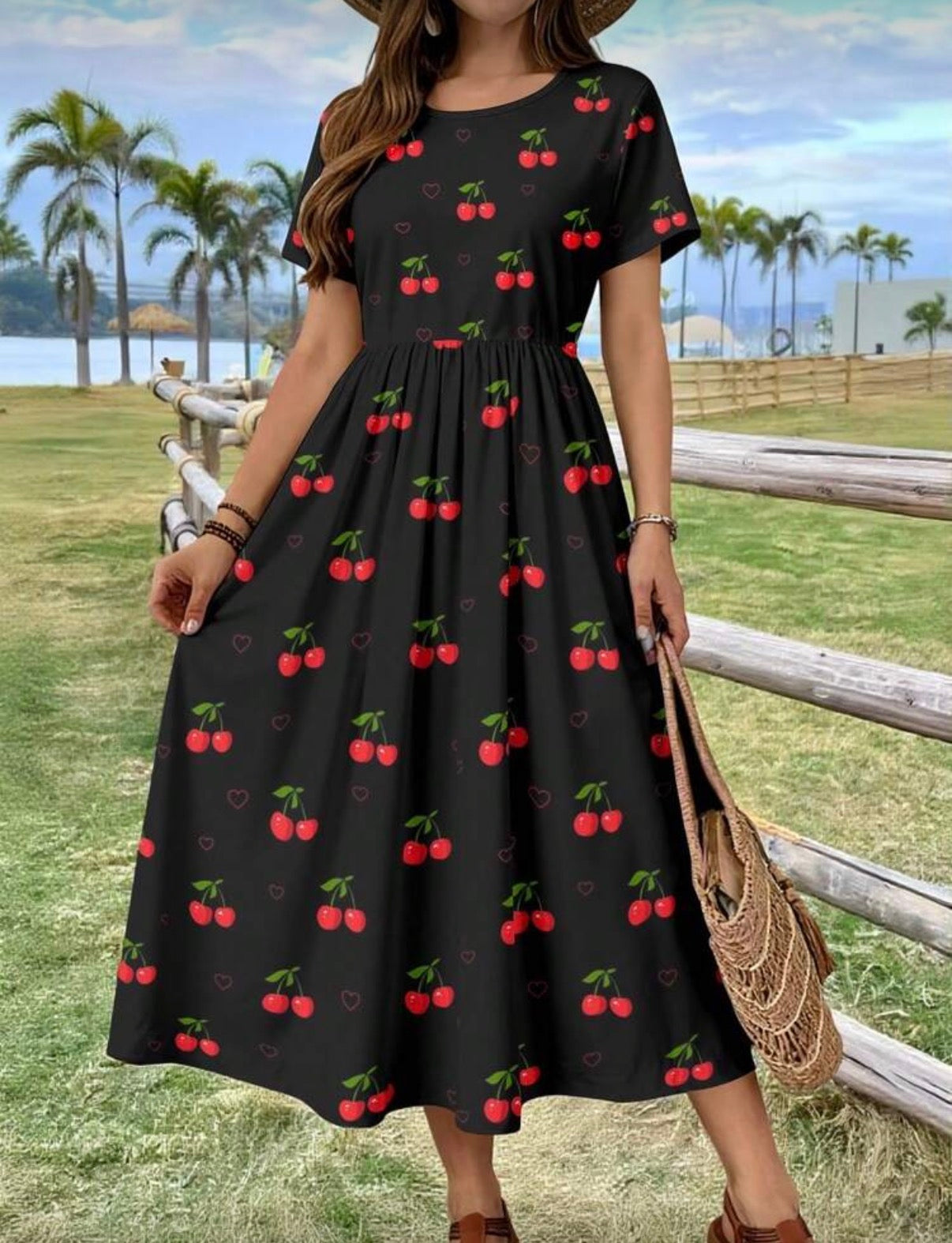 Curve-Cherry-Print-Tshirt-Feel-Dress-front