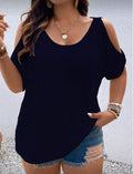Curve-Navy-Blue-Cold-Shoulder-T-shirt-front