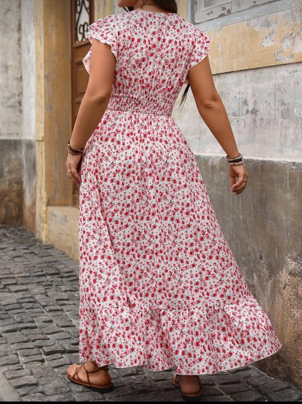 Curve-Pink-Floral-Maxi-dress-back