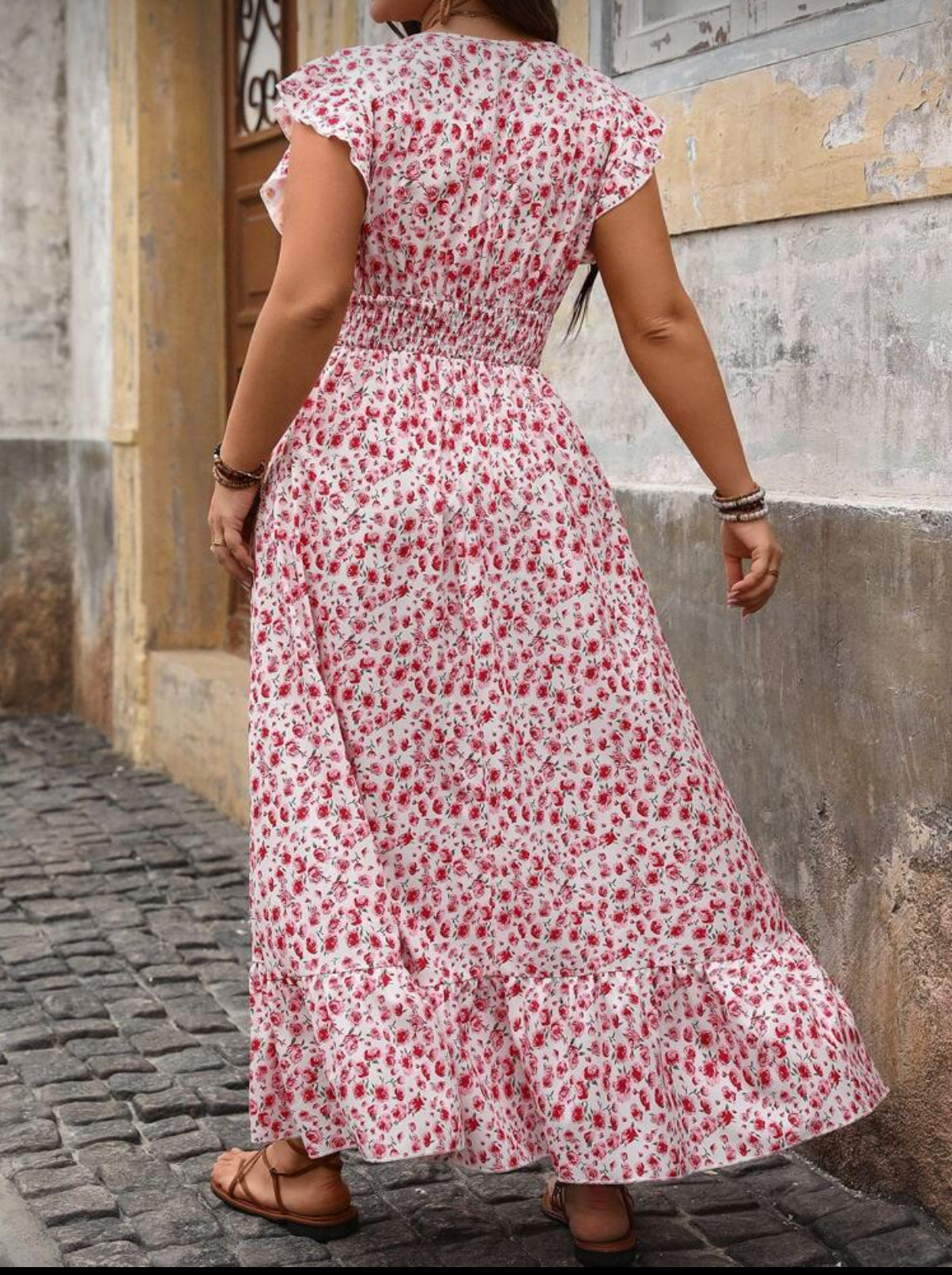 Curve-Pink-Floral-Maxi-dress-back