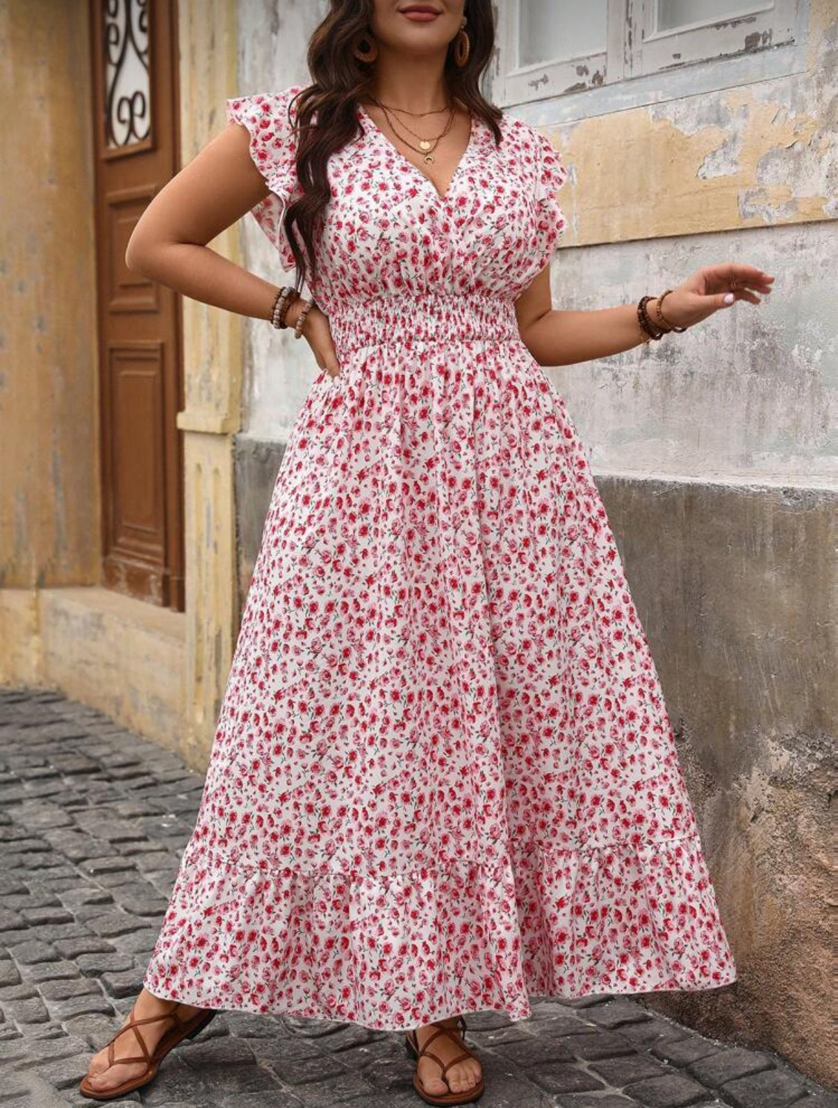 Curve-Pink-Floral-Maxi-dress-front2