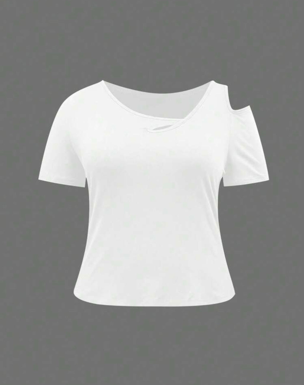Curve-White-Cut-Out-One-Shoulder-T-shirt-front-detail