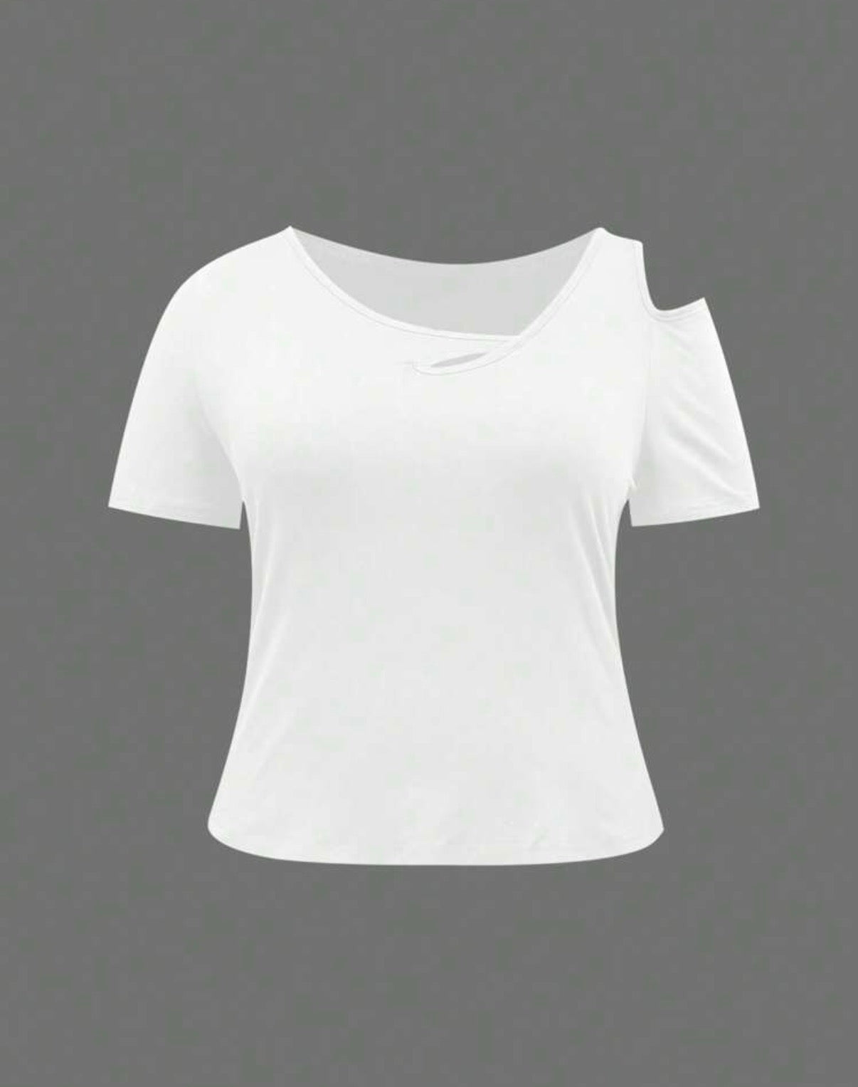 Curve-White-Cut-Out-One-Shoulder-T-shirt-front-detail