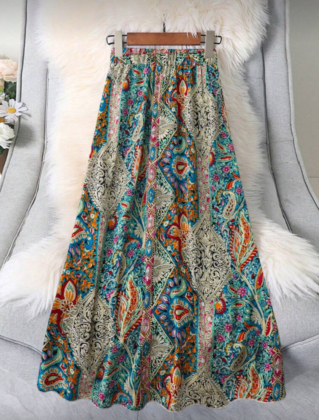 Curve -Multi-paisley-maxi-Skirt-back