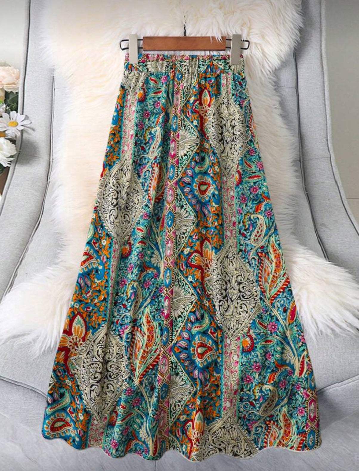 Curve -Multi-paisley-maxi-Skirt-back