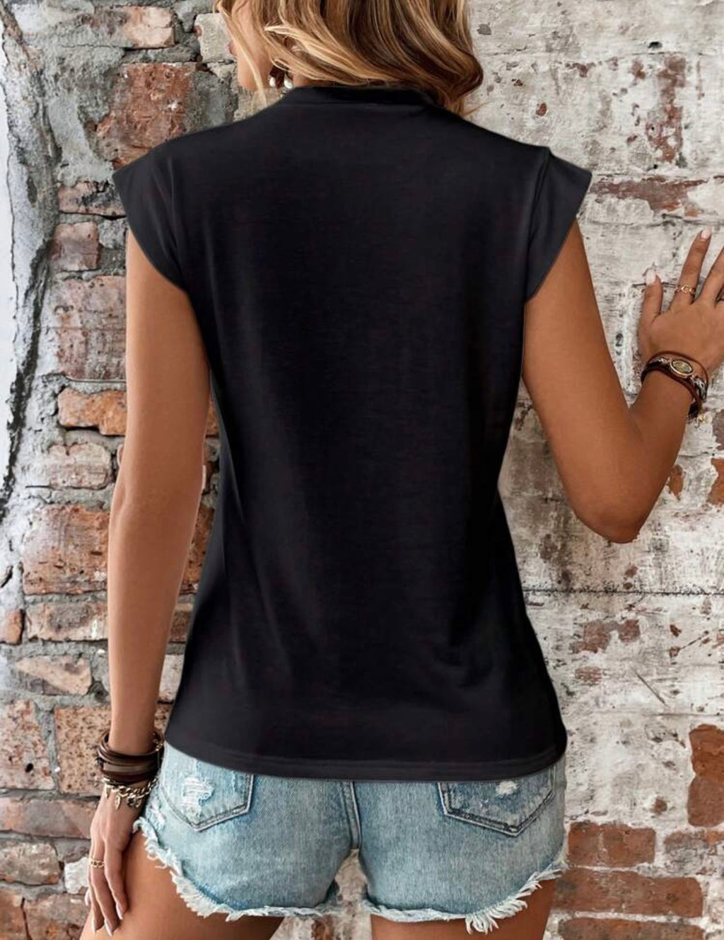 Essential-Black-Cap-Sleeve-Top-T-Shirt-back