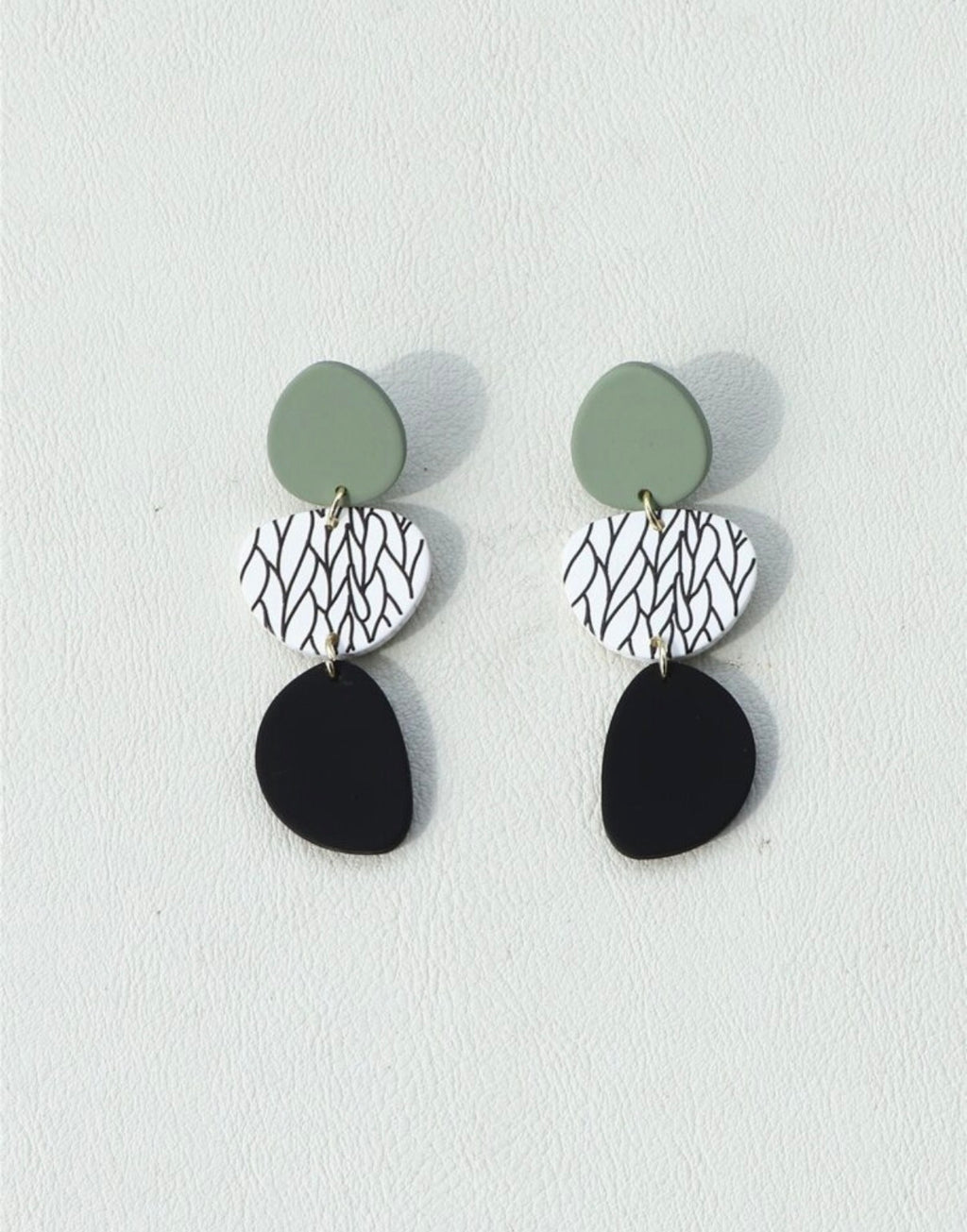 Green-Animal-Print-Geometric-Statement-Earrings-pair