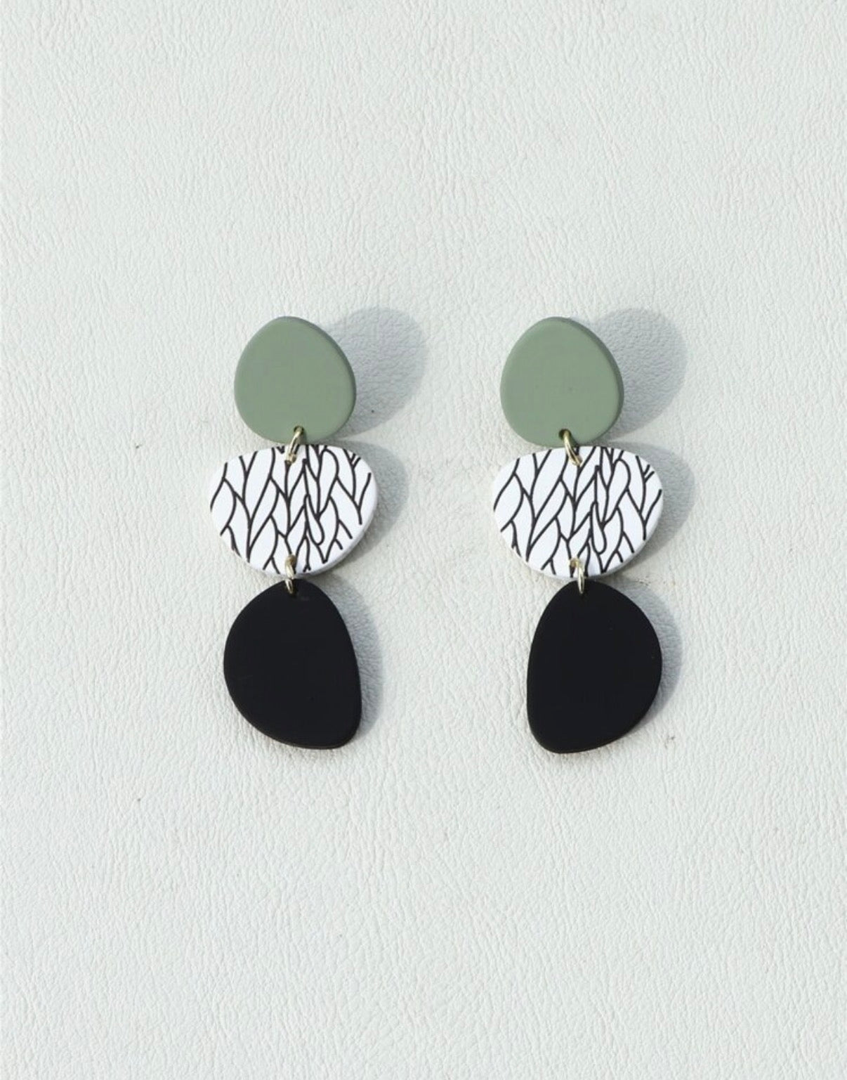 Green-Animal-Print-Geometric-Statement-Earrings-pair