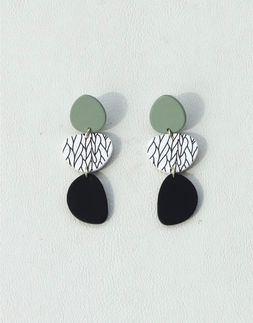 Green-Animal-Print-Geometric-Statement-Earrings-pair