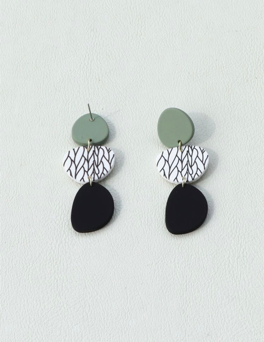 Green-Animal-Print-Geometric-Statement-Earrings-set
