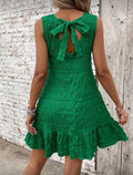 Green-Back-Tie-Knee-Length-Dress-back