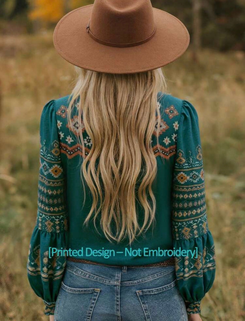 Green-Boho-Print-Blouse-back