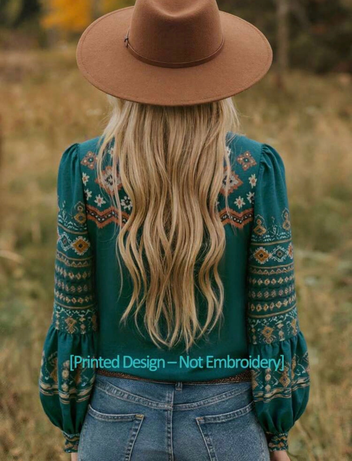 Green-Boho-Print-Blouse-back