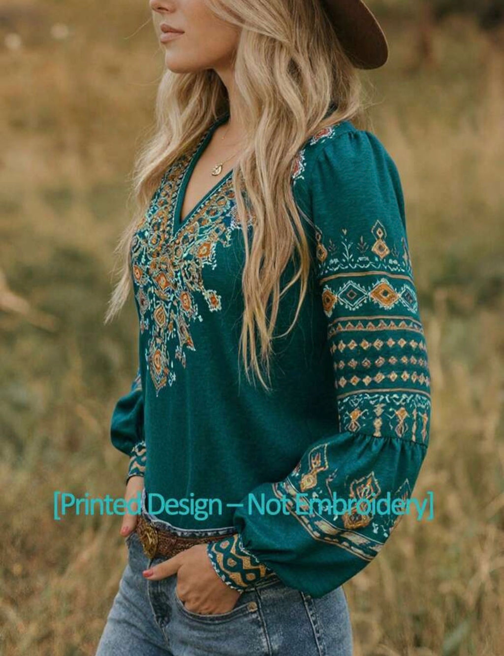 Green-Boho-Print-Blouse-side