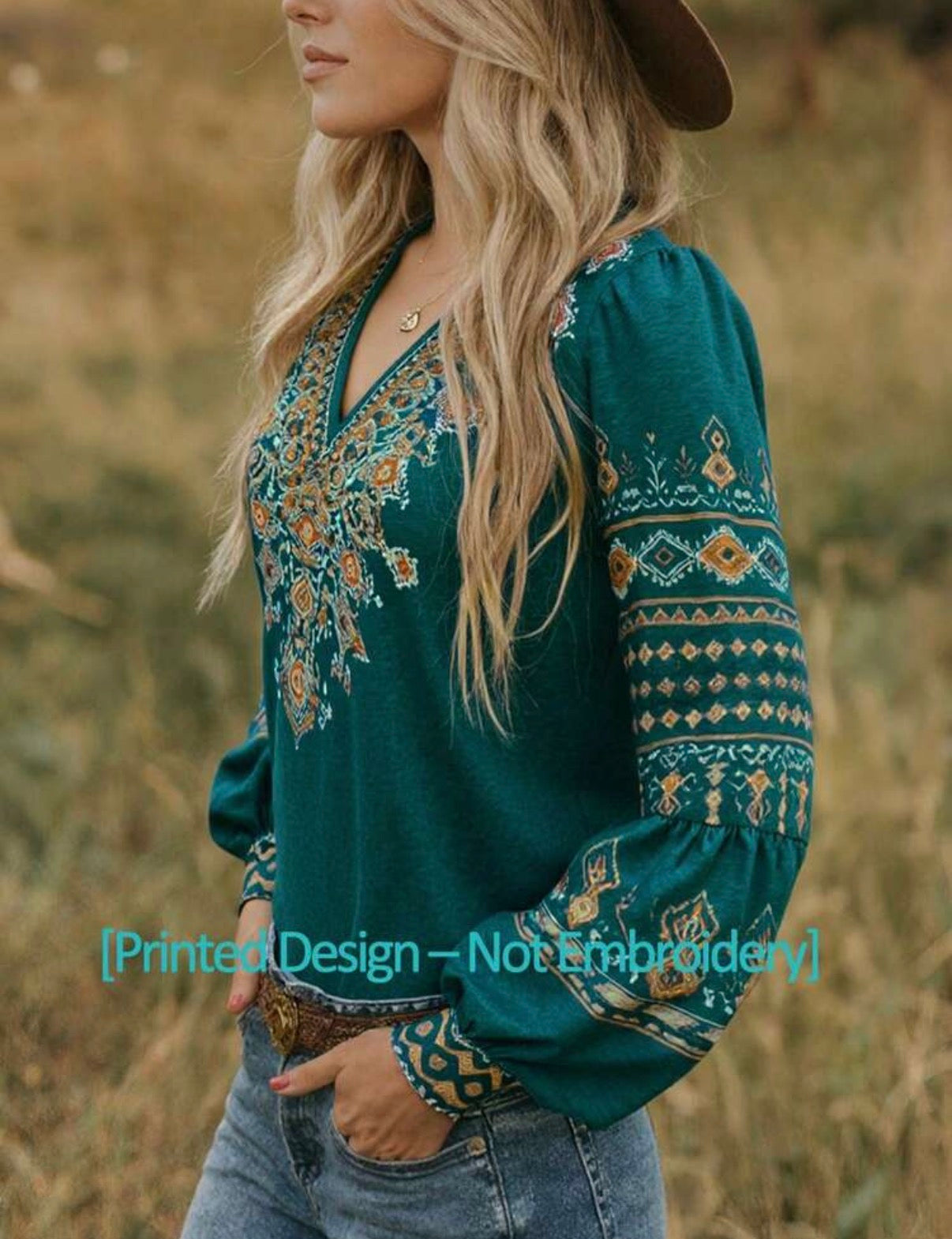 Green-Boho-Print-Blouse-side