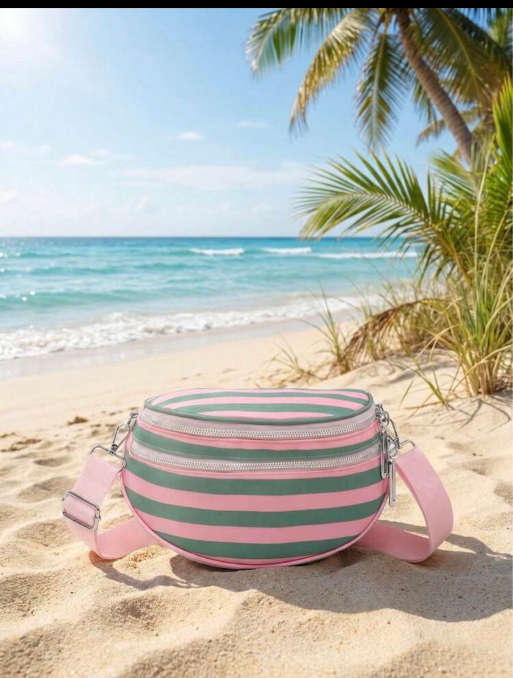 Green-Pink-Striped-Litchi-Crossbody-Bag-front-lifestyle