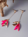 Hot-Pink-Leaf-Cascade-Statement-Earrings-front