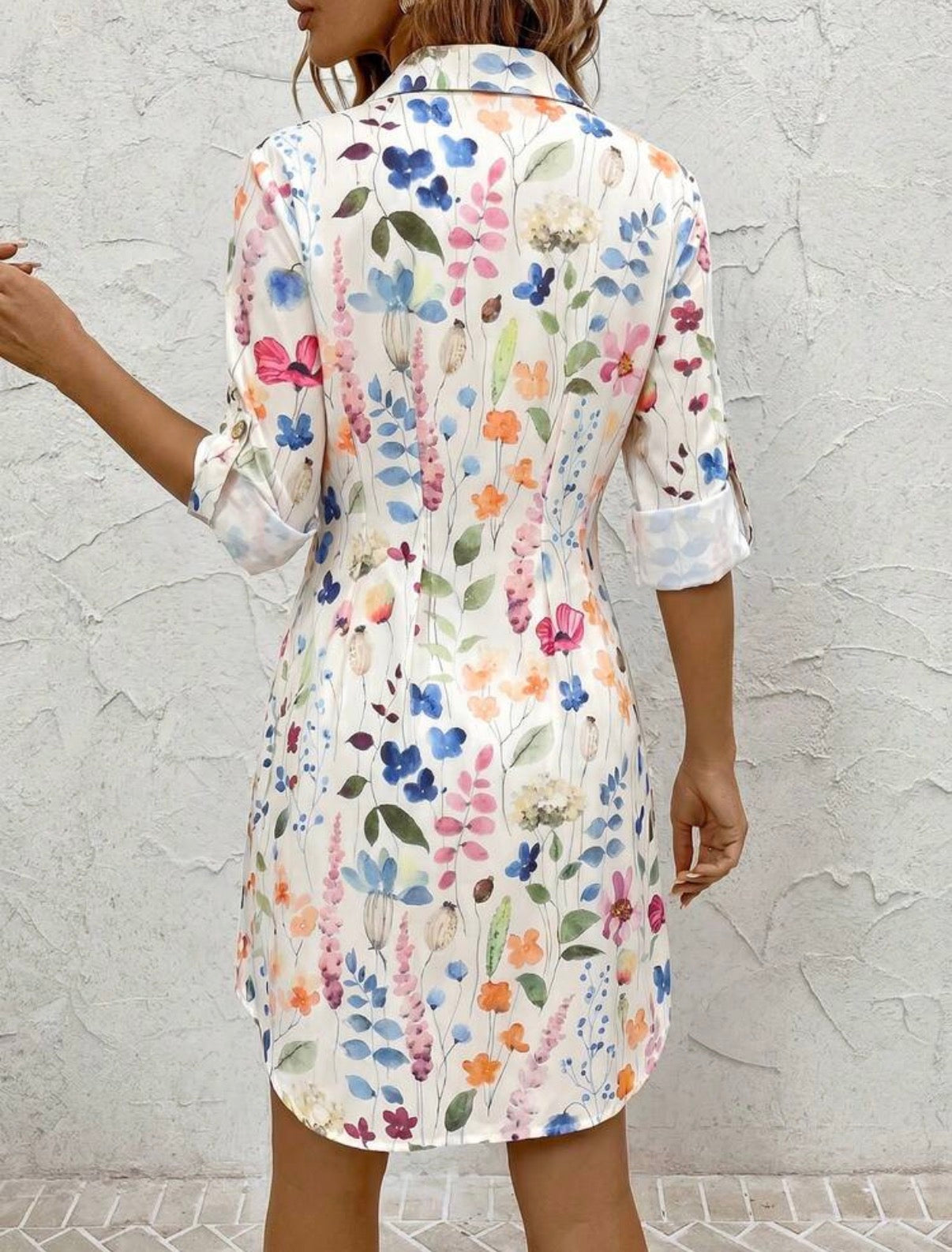 Ivory-Multi-Secret-Garden-Shirt-Dress-back