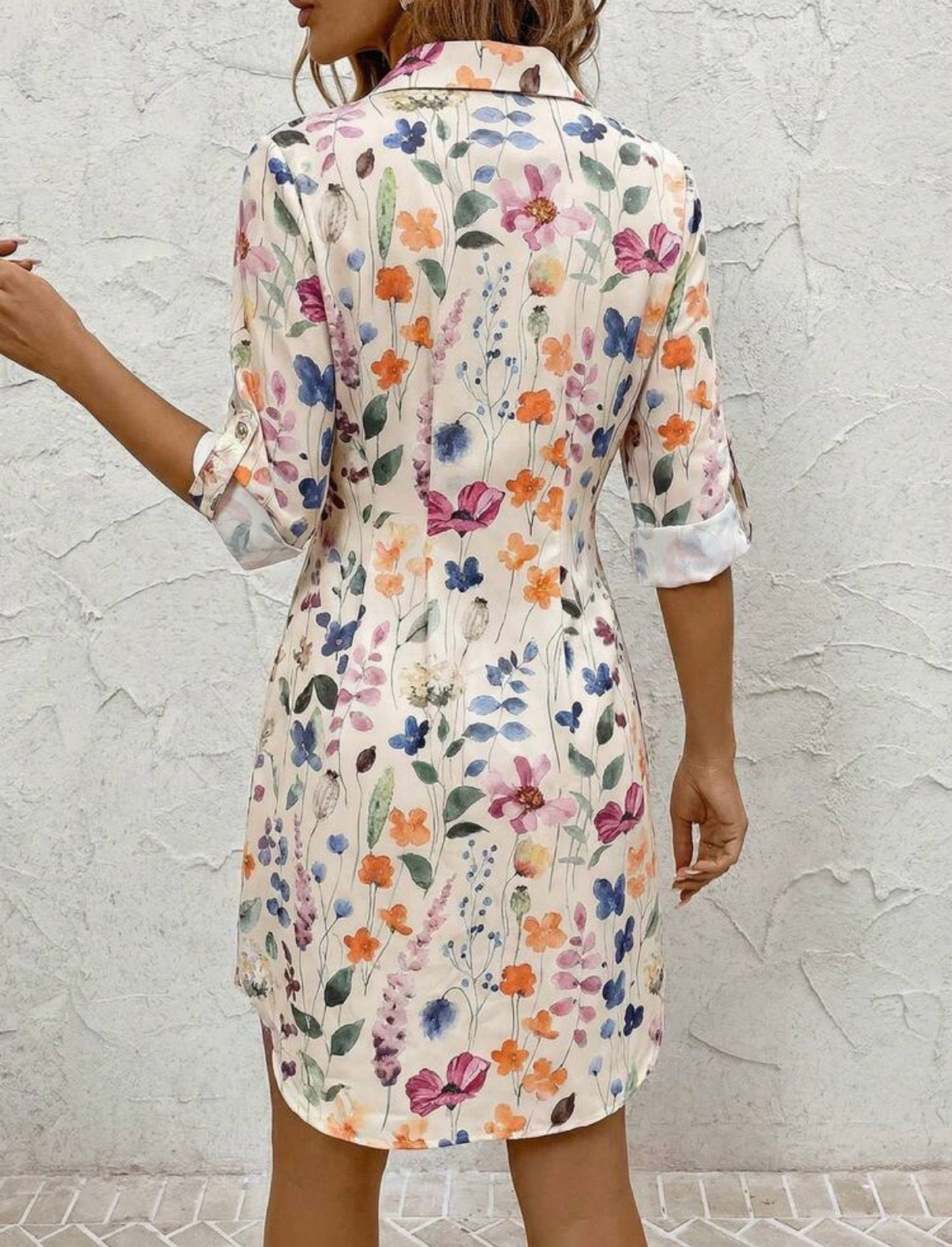Ivory-Multi-Wildflower-Garden-Shirt-Dress-back