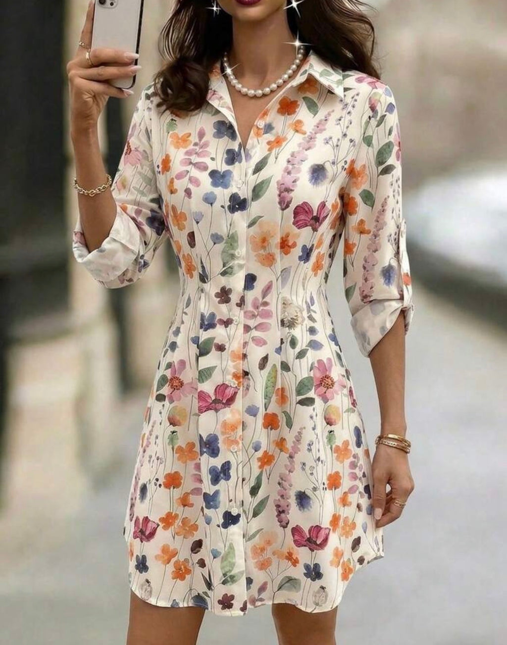 Ivory-Multi-Wildflower-Garden-Shirt-Dress-side