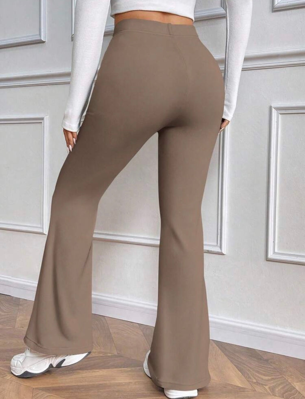 Khaki-Thermal-Fleece-Lined-Flare-Pants-back