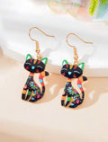 Multi-colour-Painted-Abstract-Cat-Earrings-front