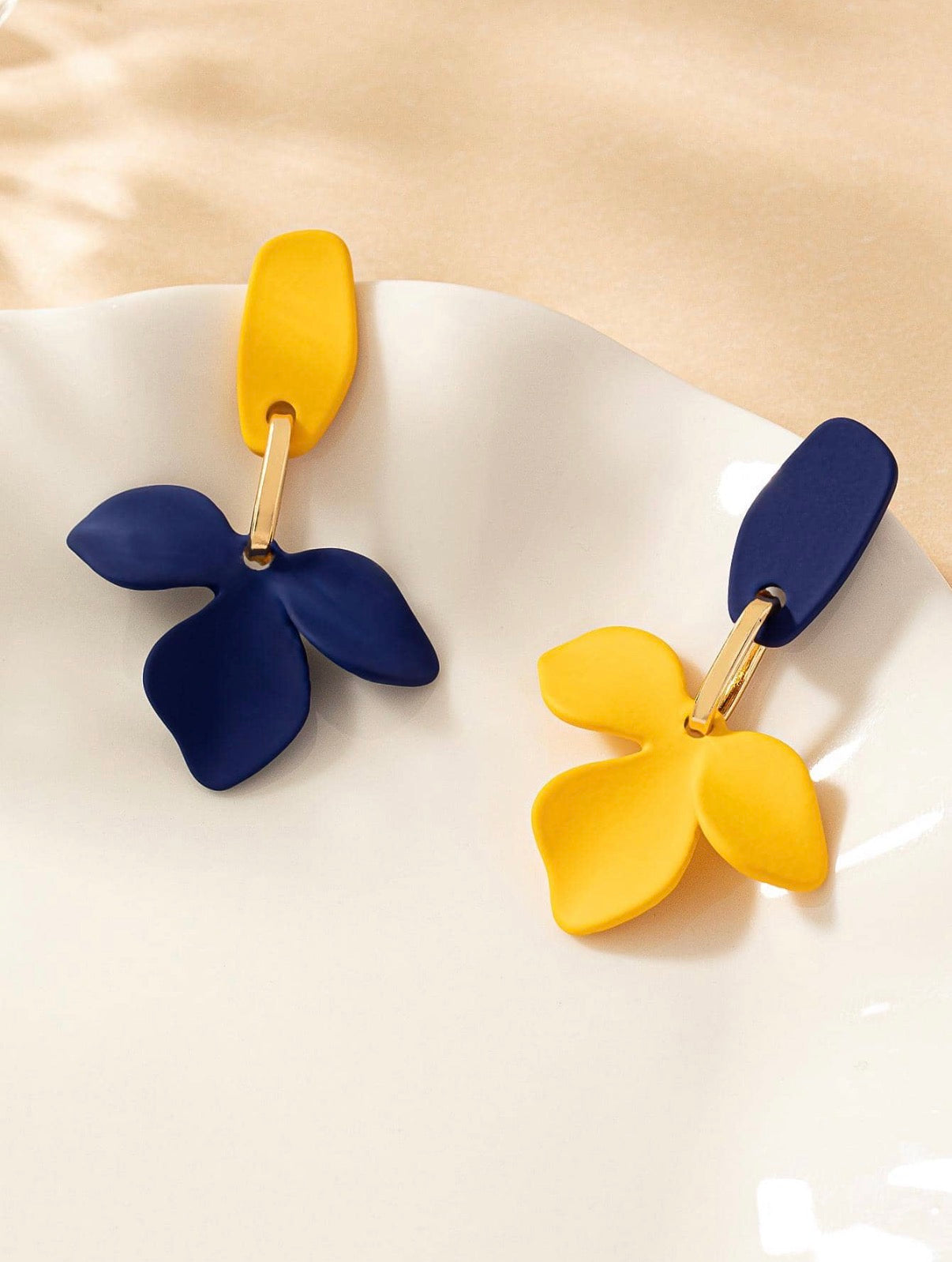 Navy-Blue-Mustard-Floral-Statement-Earrings-front-set