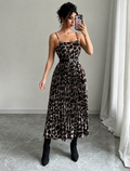 Neutral-Brown-Black-Leopard-Print-Pleated-Midi-Dress-front