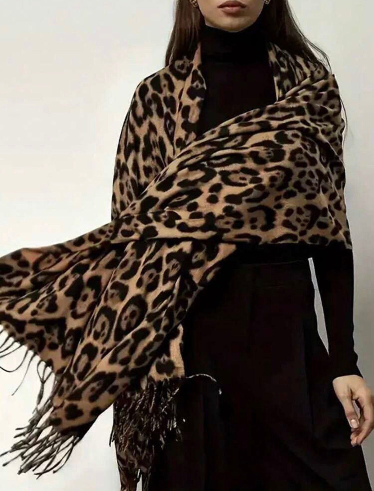 Neutral-Brown-Black-Leopard-Print-Winter-Scarf-front