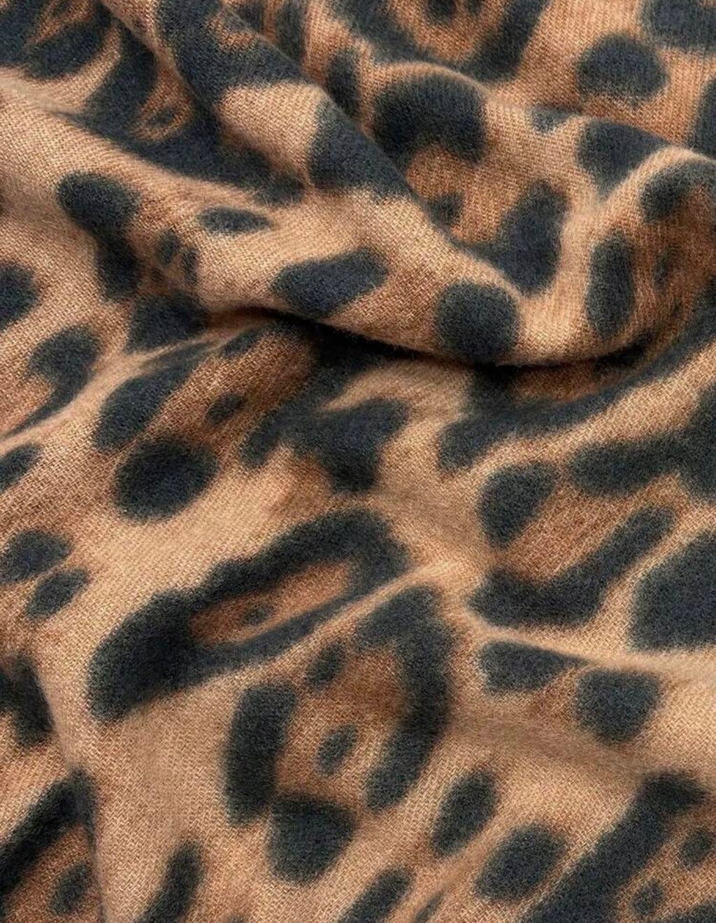 Neutral-Brown-Black-Leopard-Print-Winter-Scarf-material-detail