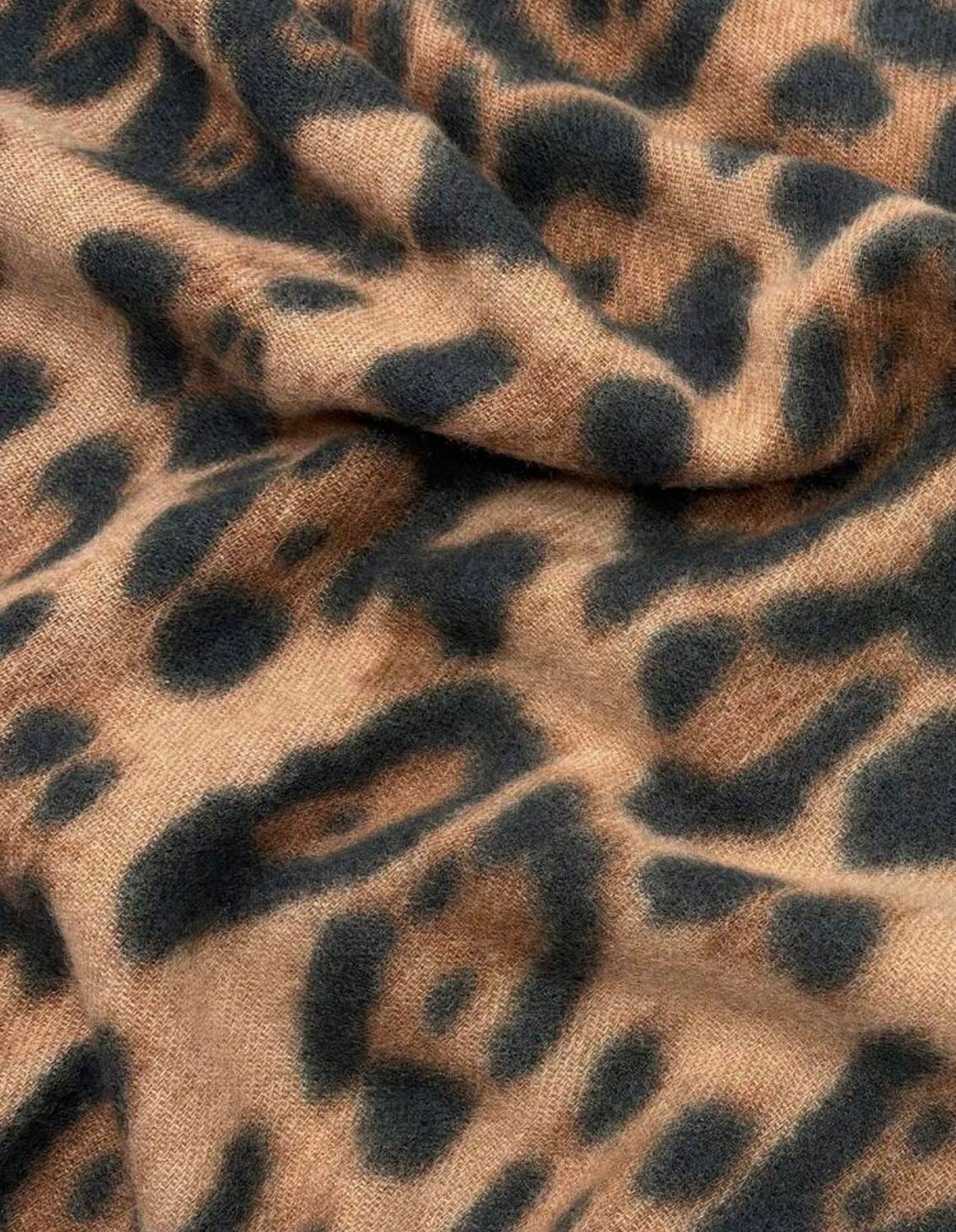 Neutral-Brown-Black-Leopard-Print-Winter-Scarf-material-detail