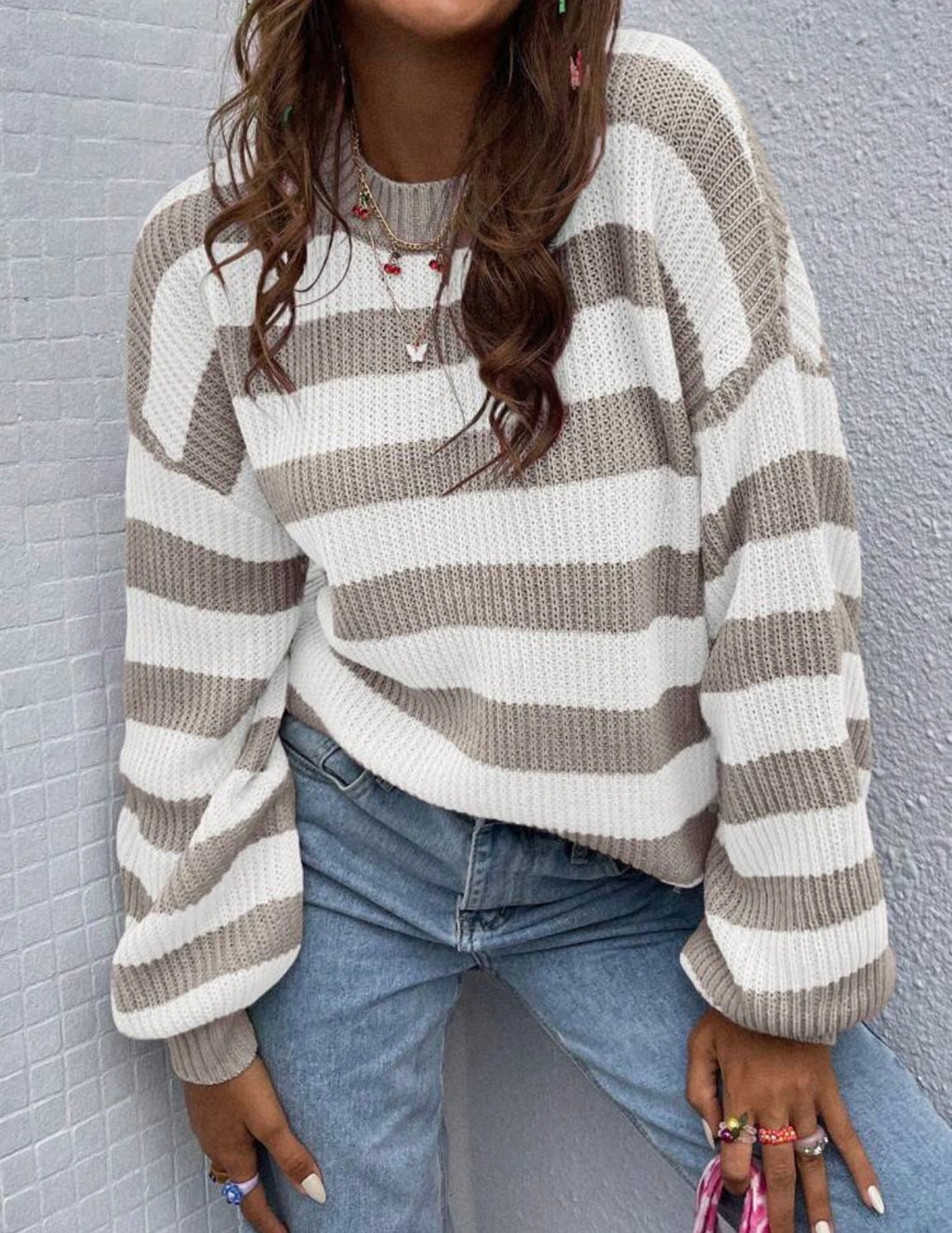 Neutral-Stripe-Drop-Shoulder-Knit-Jersey-front